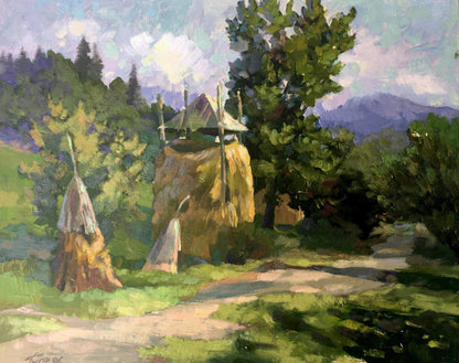 Oil painting On the outskirts Batrakov Vladimir Grigorievich