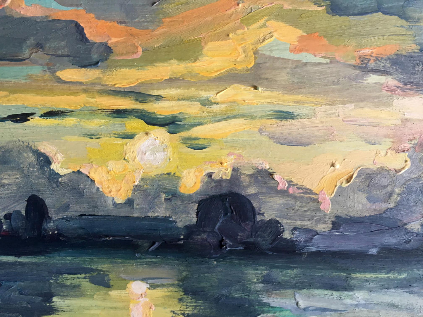 Oil painting Sunset on the river Svetlana Gramm