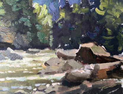 Oil painting Rest in the forest Batrakov Vladimir Grigorievich