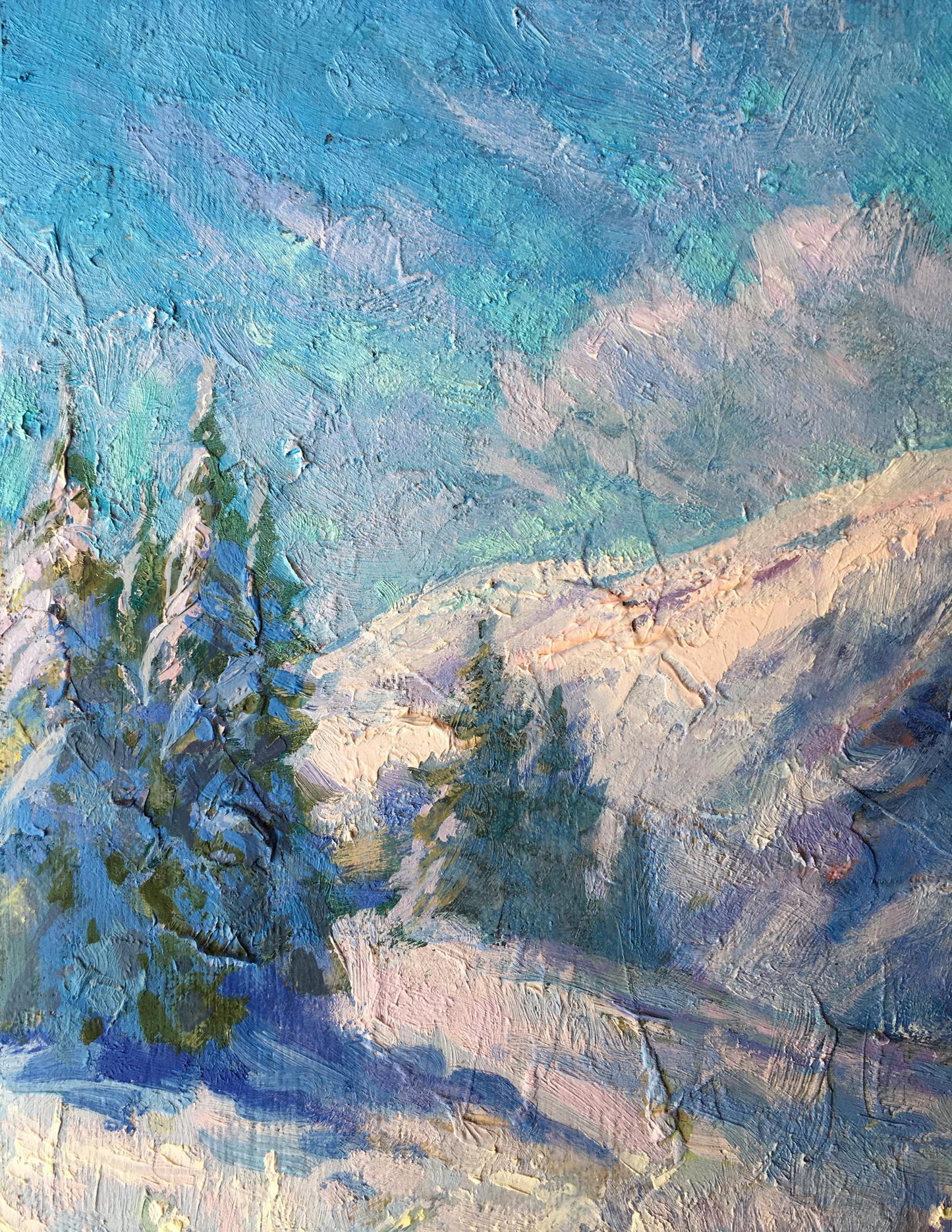 Oil painting Winter in the mountains Batrakov Vladimir Grigorievich