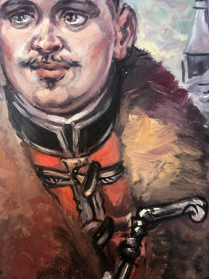 Oil painting Portrait of an officer in winter Alexander Litvinov
