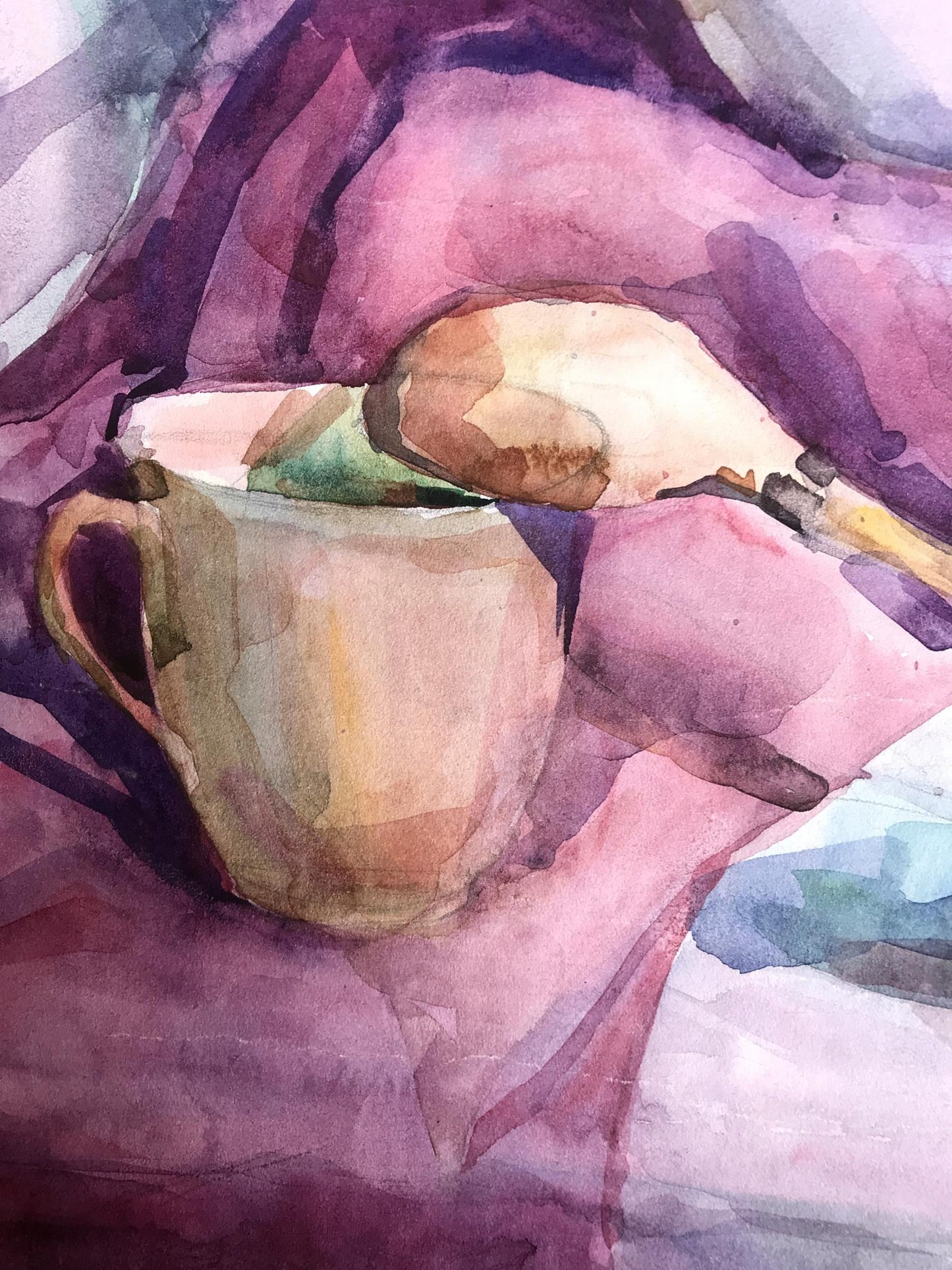 Watercolor painting Colorful still life Unknown artist