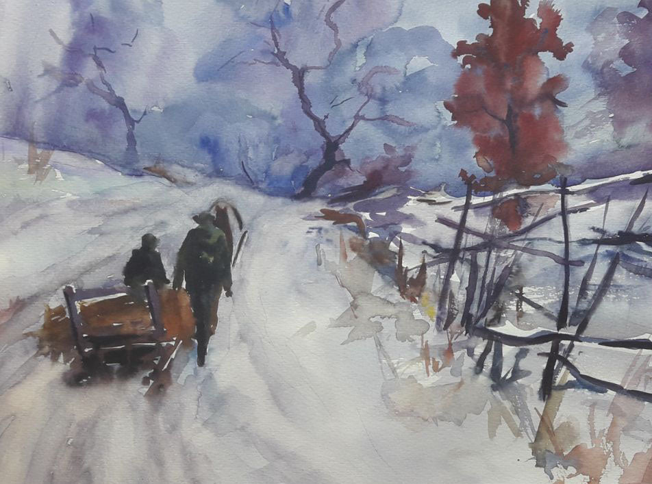 Watercolor painting Logs Serdyuk Boris Petrovich