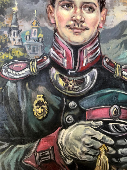 Oil painting Pensive portrait of an officer Alexander Litvinov