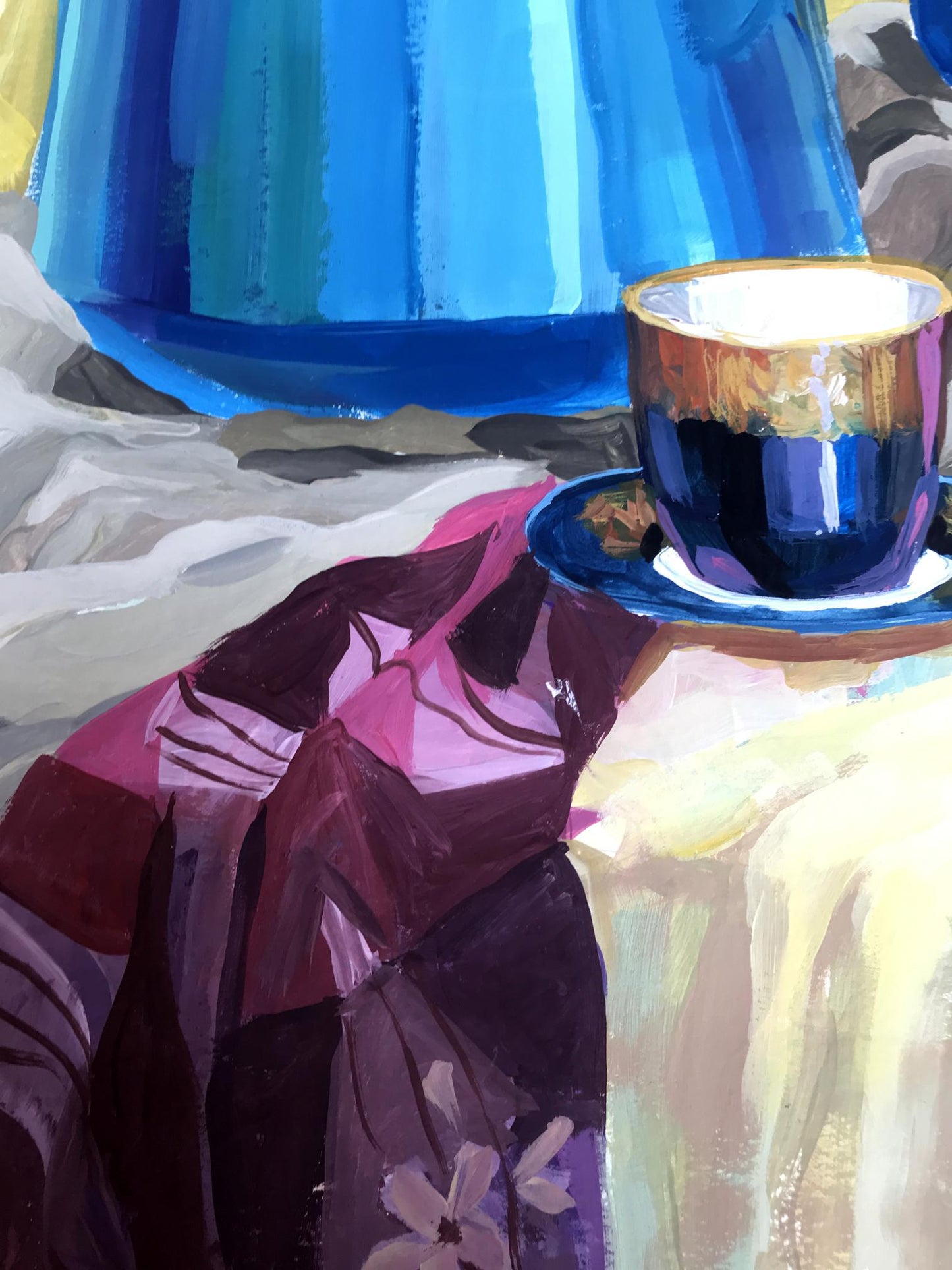 Gouache painting Kettle on the table Unknown artist