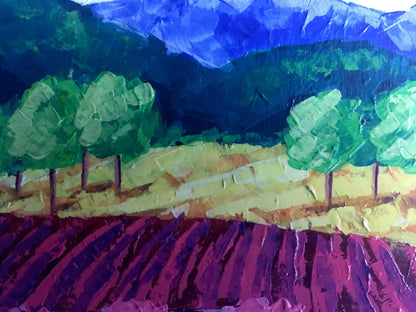 Oil painting Vineyards in forested mountains V. Zadorozhnya