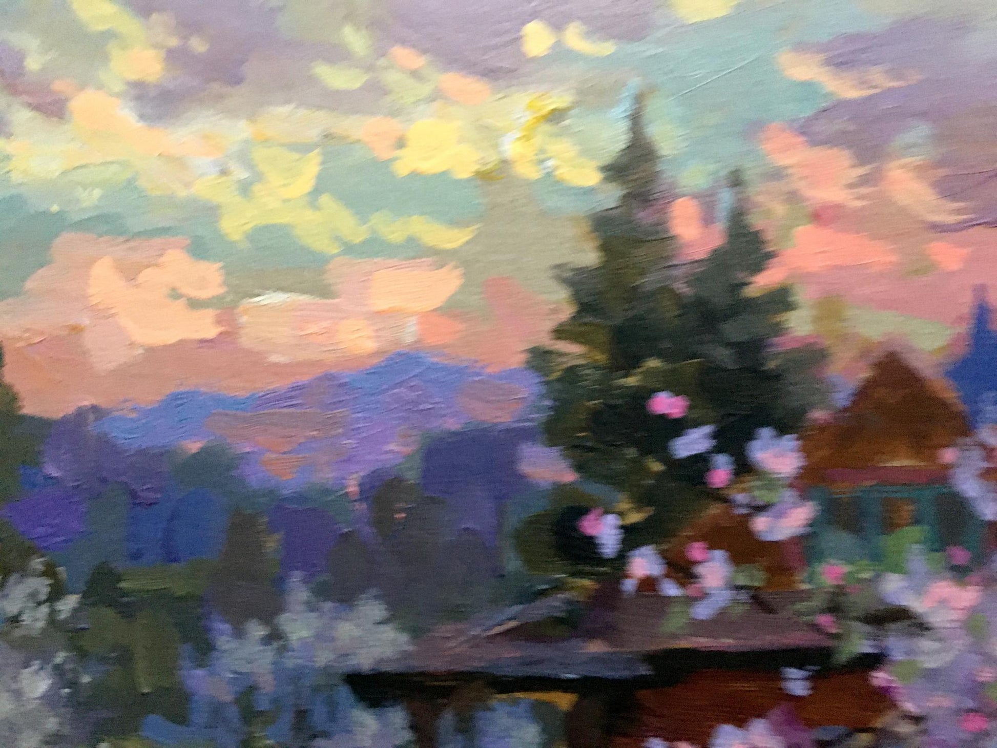 Blooming Garden in the Evening, an oil painting by Vladimir Batrakov