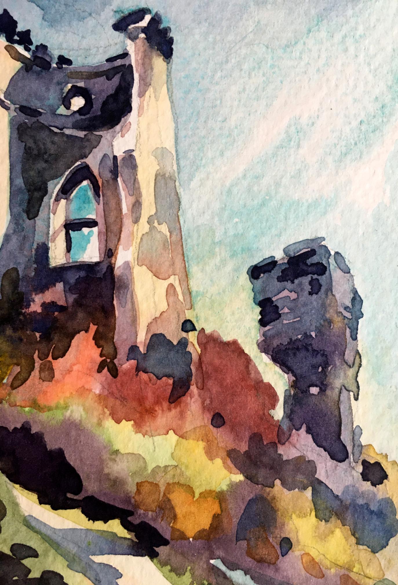 Watercolor painting Old castle Svetlana Gramm