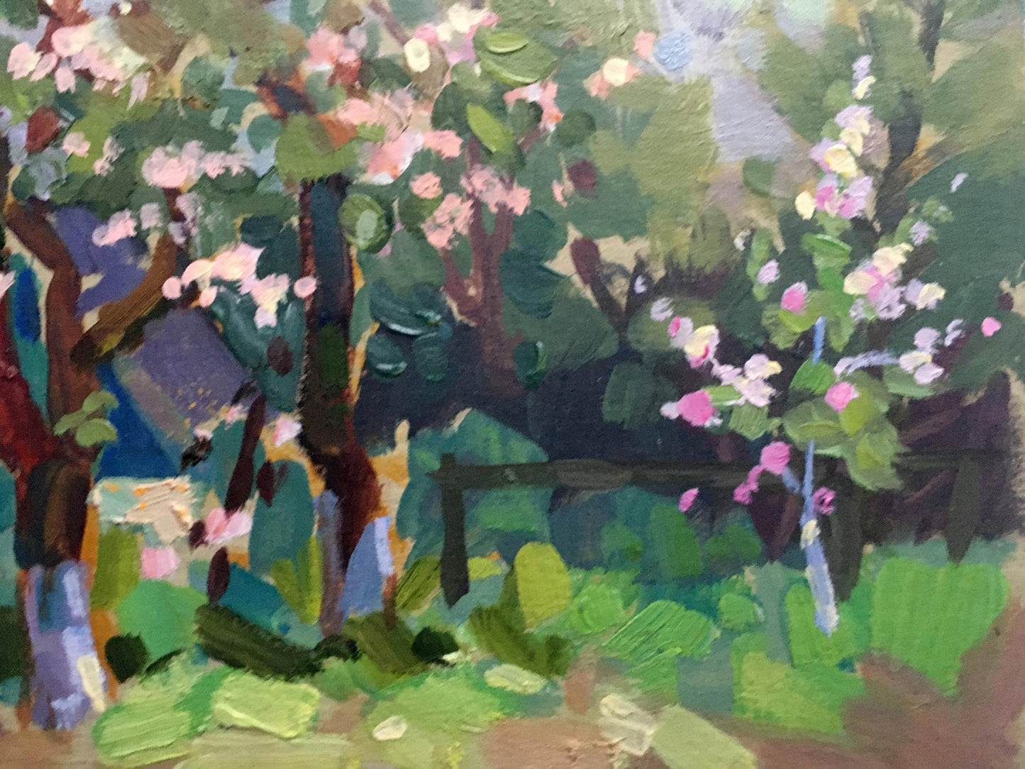 Oil painting Apple trees have blossomed Batrakov Vladimir Grigorievich