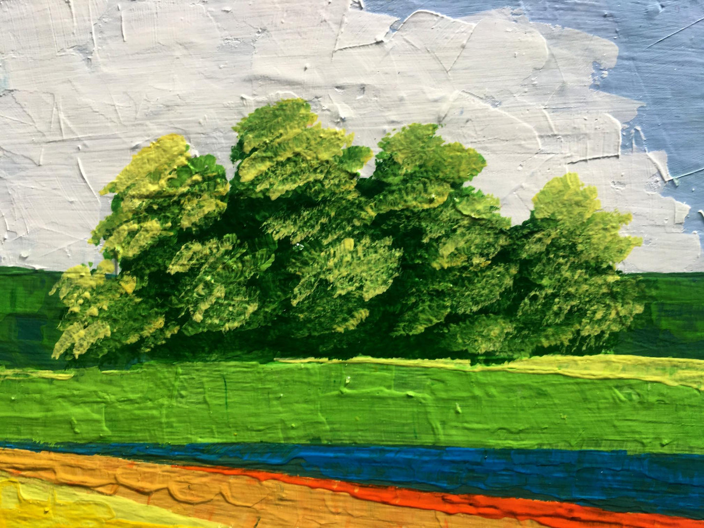Oil painting Summer yellow-green fields V. Zadorozhnya