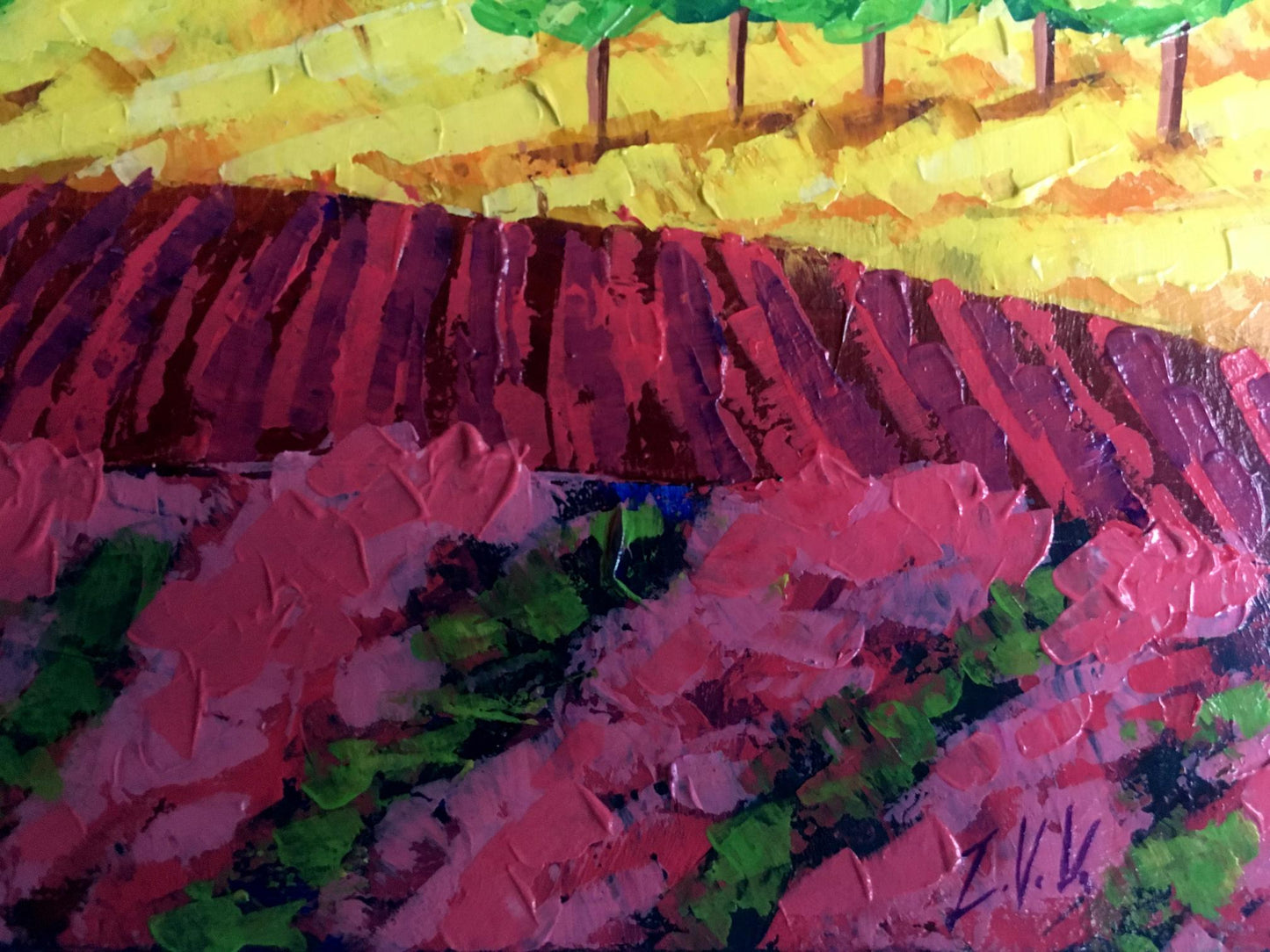 Oil painting Vineyards in forested mountains V. Zadorozhnya