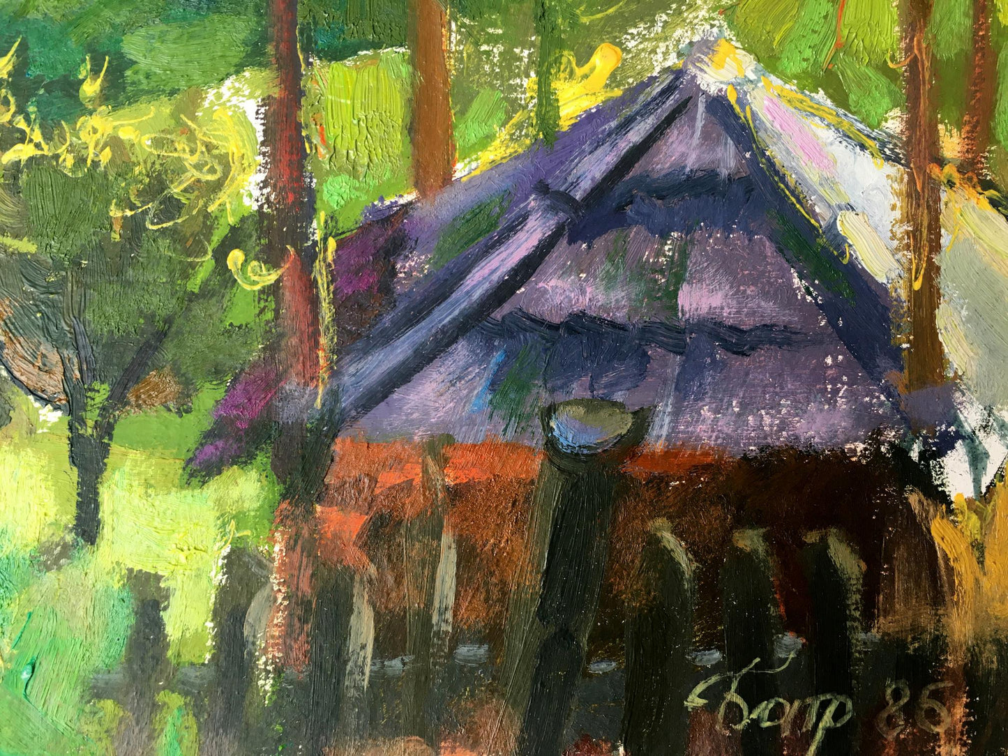 Oil painting Carpathian village Batrakov Vladimir Grigorievich