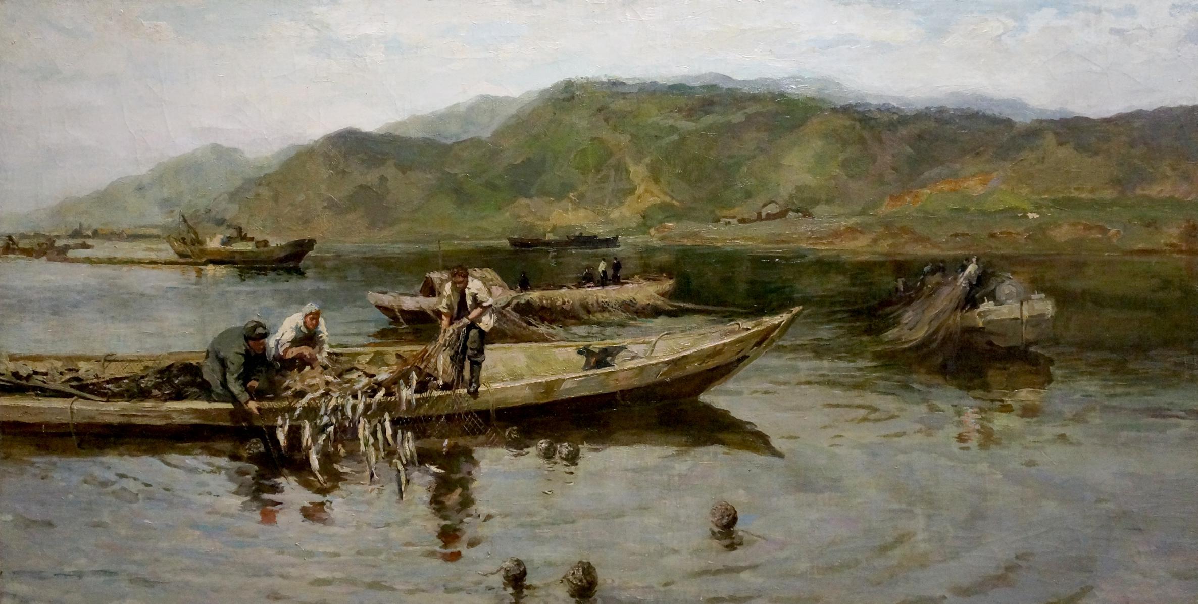 Oil painting Catch fish Muho Nikolay Antonovich