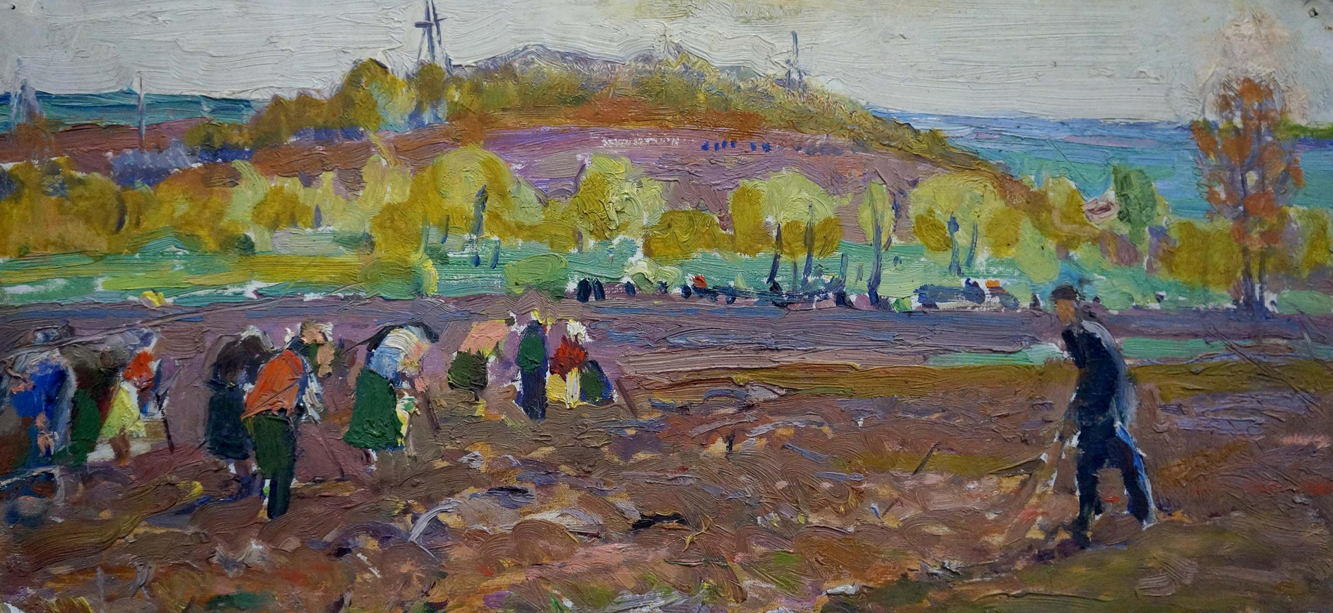 Oil painting Cleaning on the field Sakhnenko Viktor Ivanovich