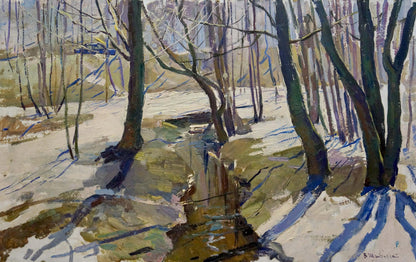Oil painting Stream in the forest Shepetovsky Vitaly Yakovlevich
