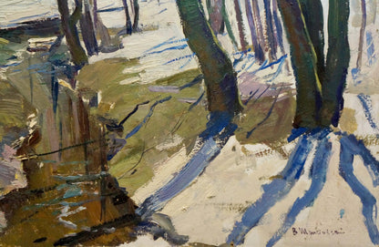 Oil painting Stream in the forest Shepetovsky Vitaly Yakovlevich