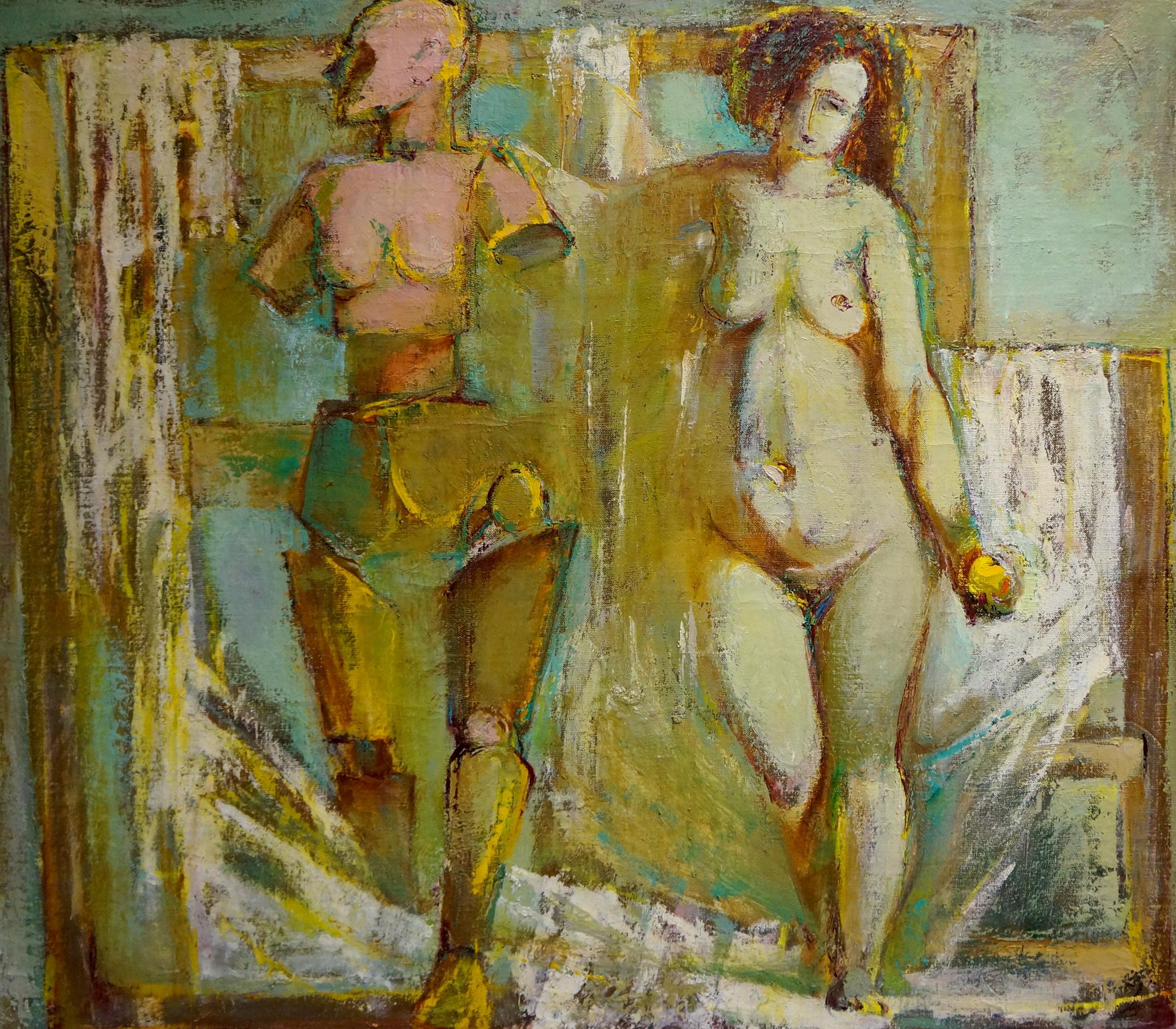 Abstract oil painting Portrait of a naked girl Elena Shchekina