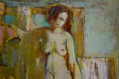 Abstract oil painting Portrait of a naked girl Elena Shchekina