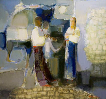 Oil painting A meeting Buryak Boris Ivanovich