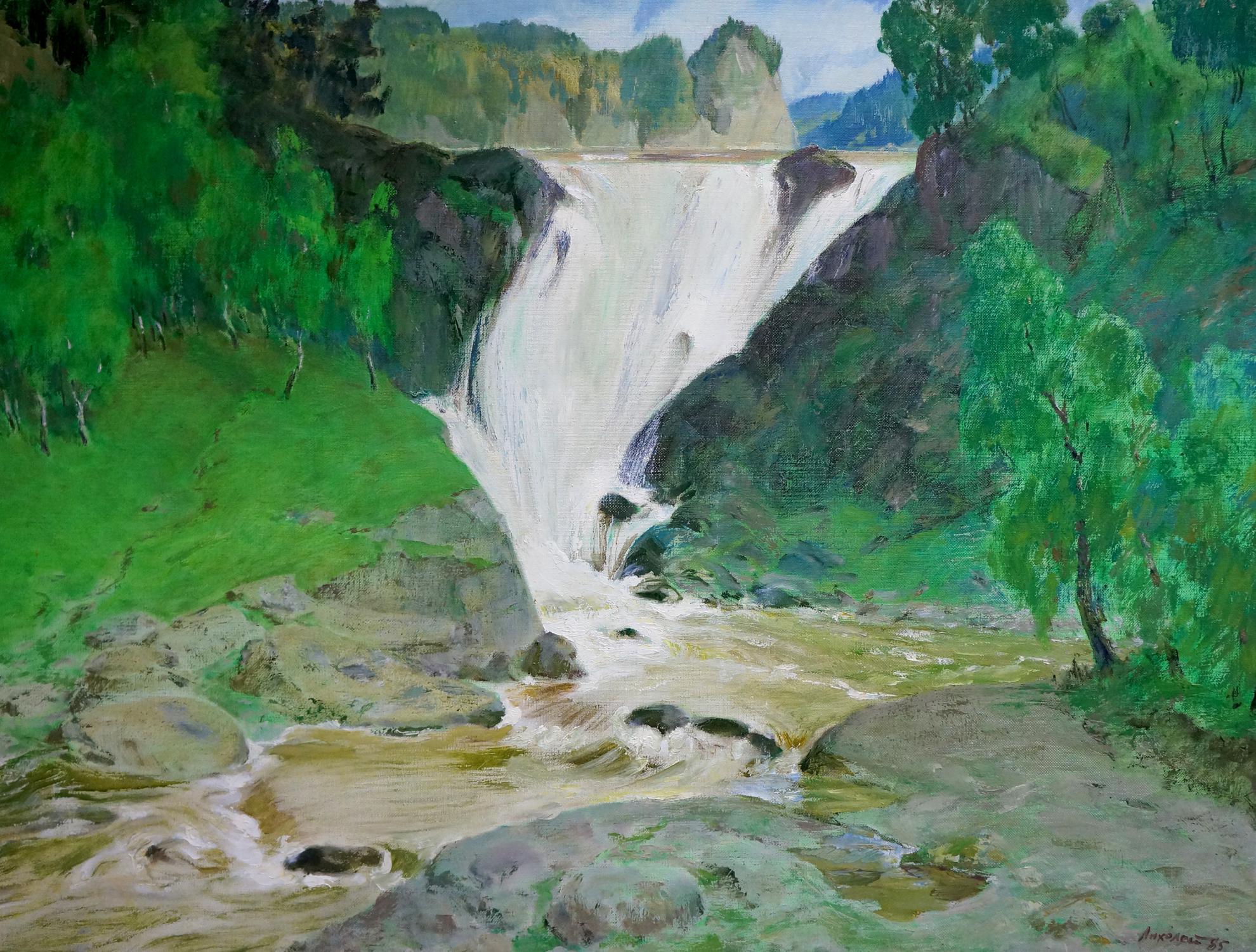 Oil painting Waterfall landscape Likholet Alexei Kirillovich
