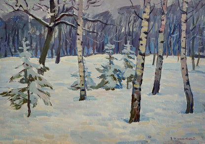 Oil painting Winter landscape Shepetovsky Vitaly Yakovlevich