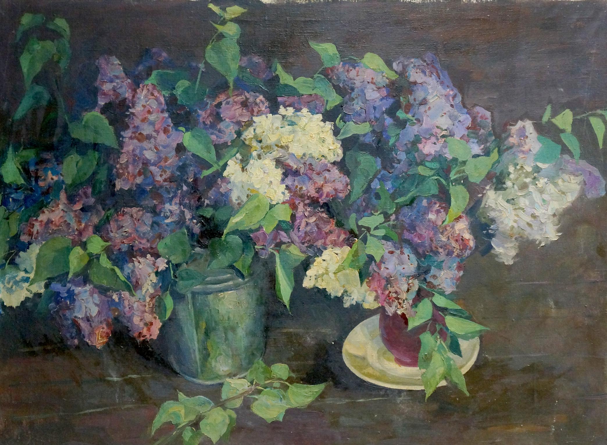 Oil painting Two bouquets of lilacs Alexander Kerzhner