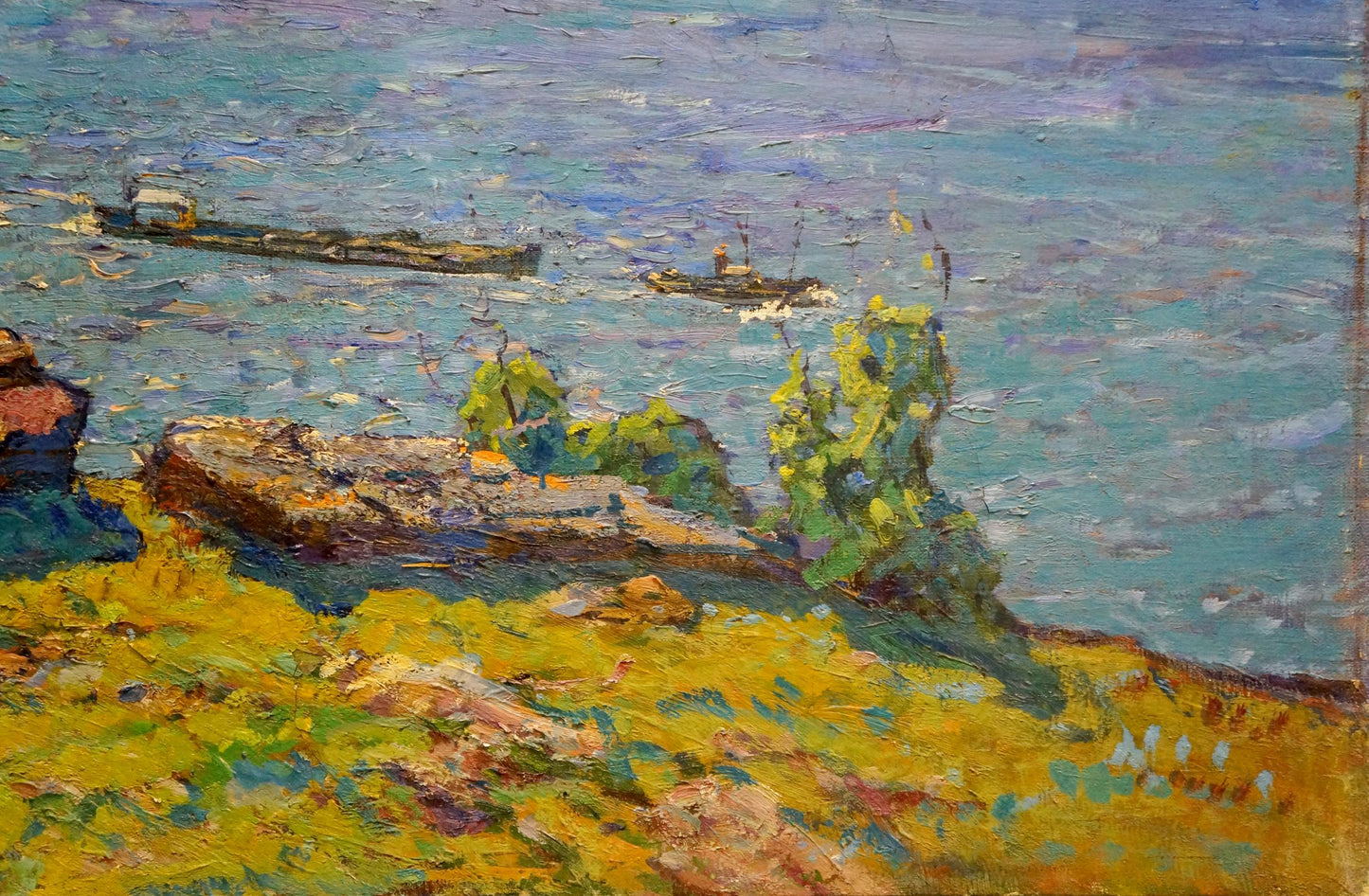 Oil painting River landscape Anatoly Fomin