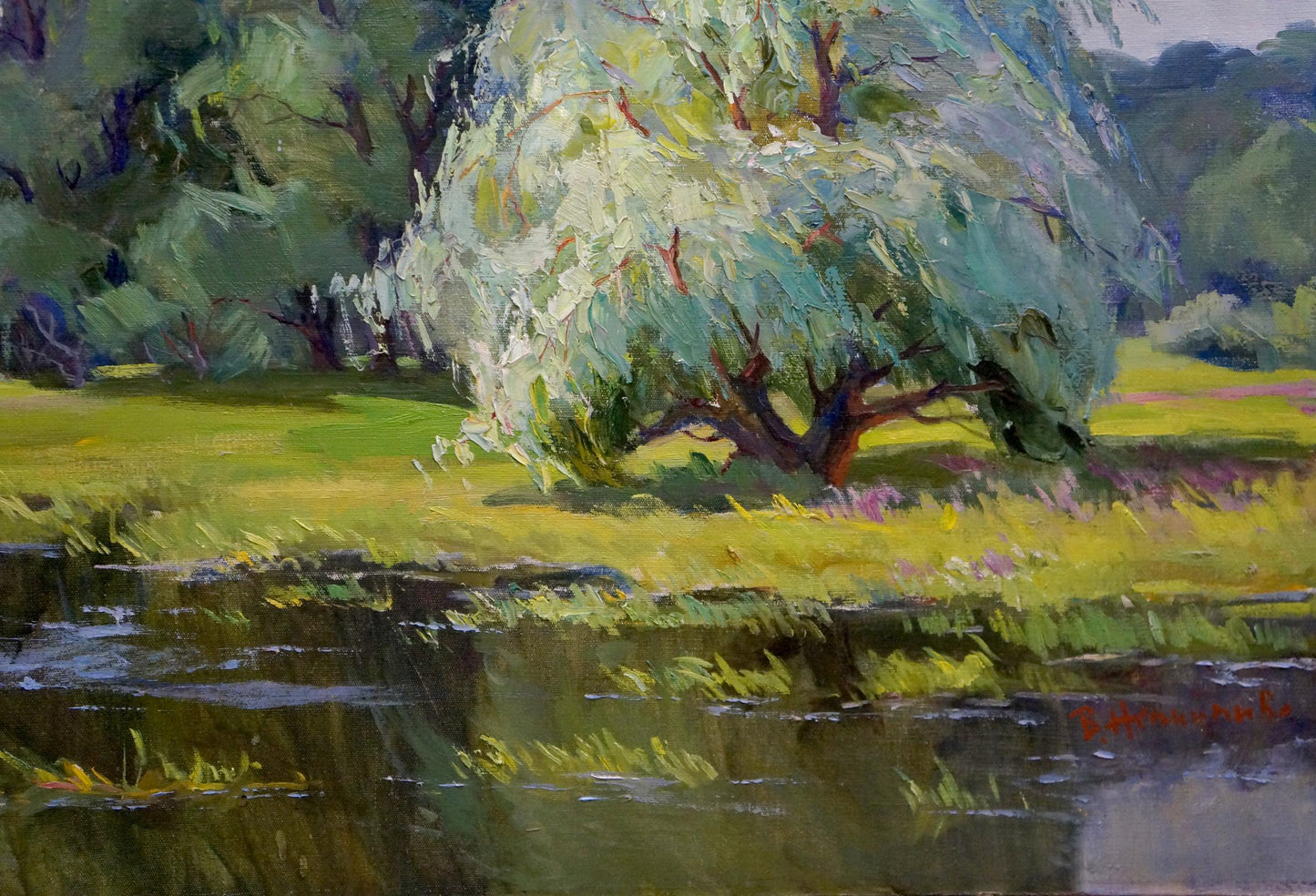 Oil painting Willows near the river Vasily Nepiypivo