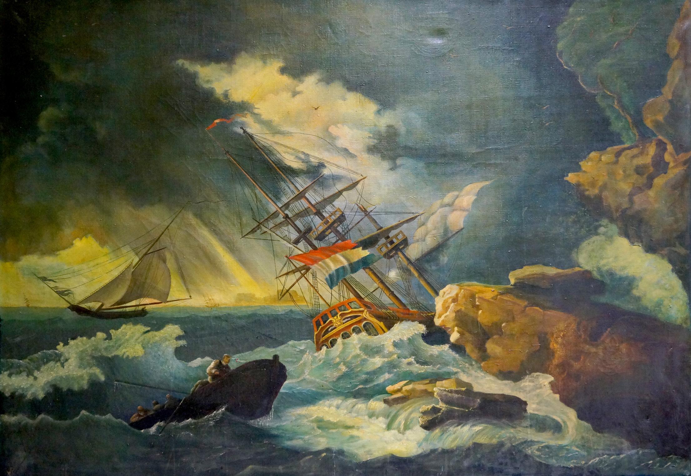 Oil painting Ship in the storm