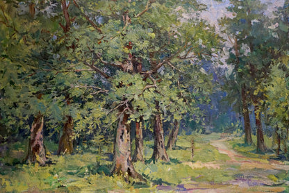 Oil painting Sunny forest landscape Unknown artist