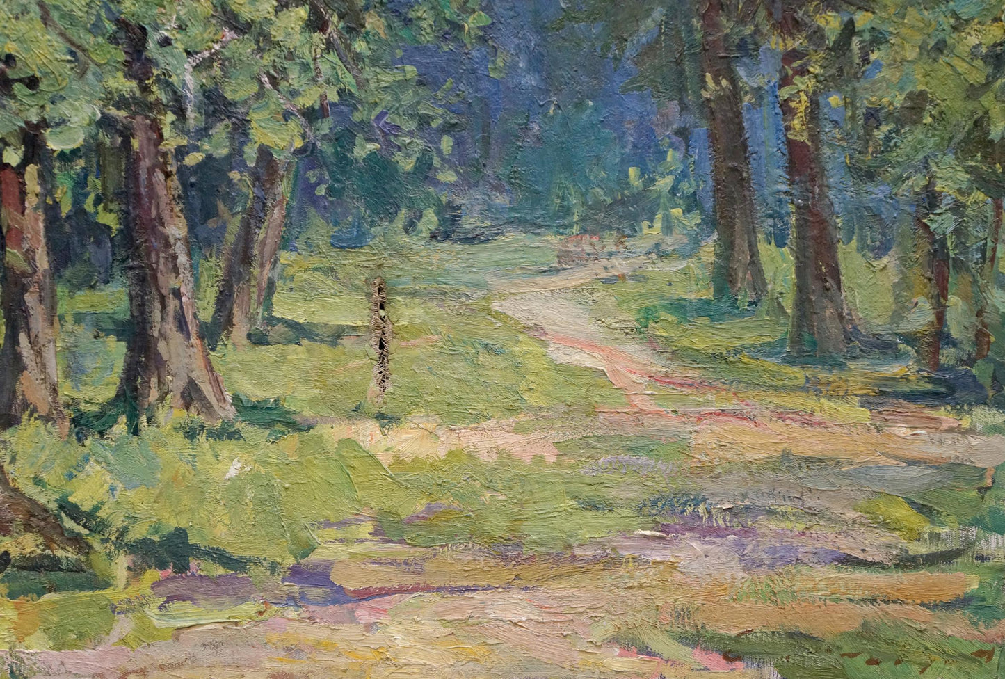 Oil painting Sunny forest landscape Unknown artist