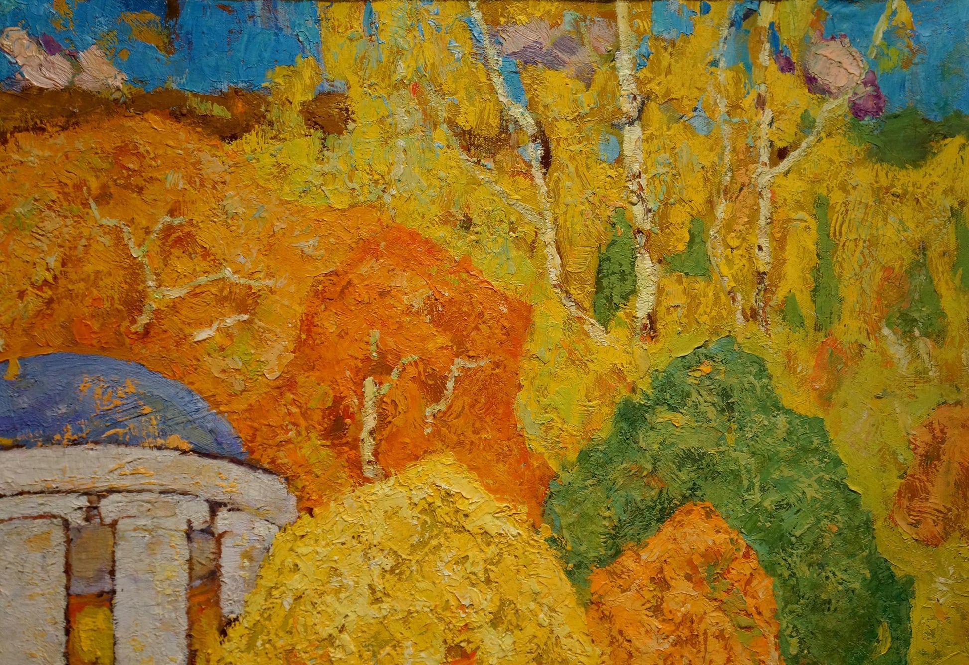 Evgeny Vasilievich Chuykov's oil painting capturing an "Autumn Landscape"