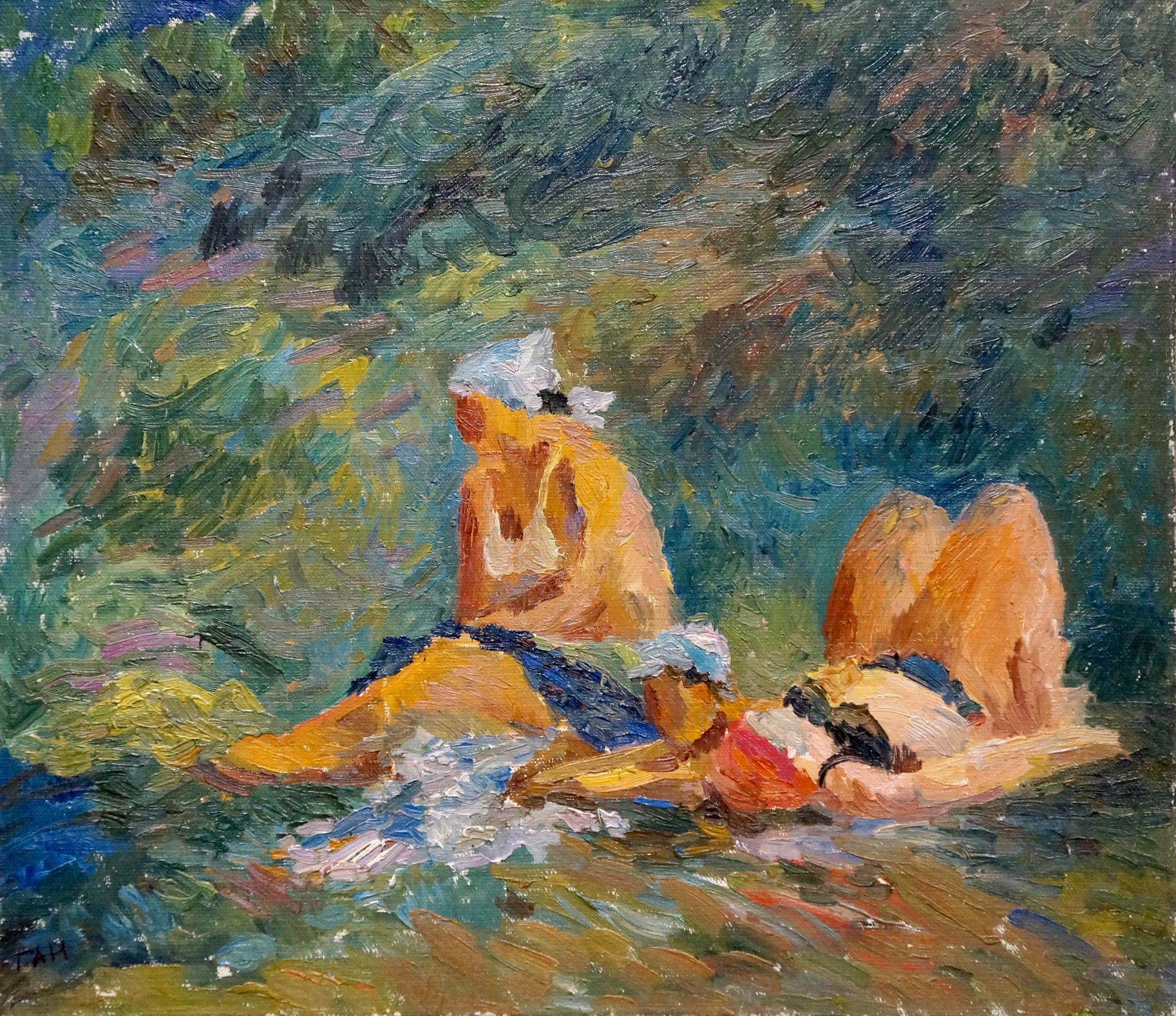 Oil painting People on vacation Gan Nina Sergeevna