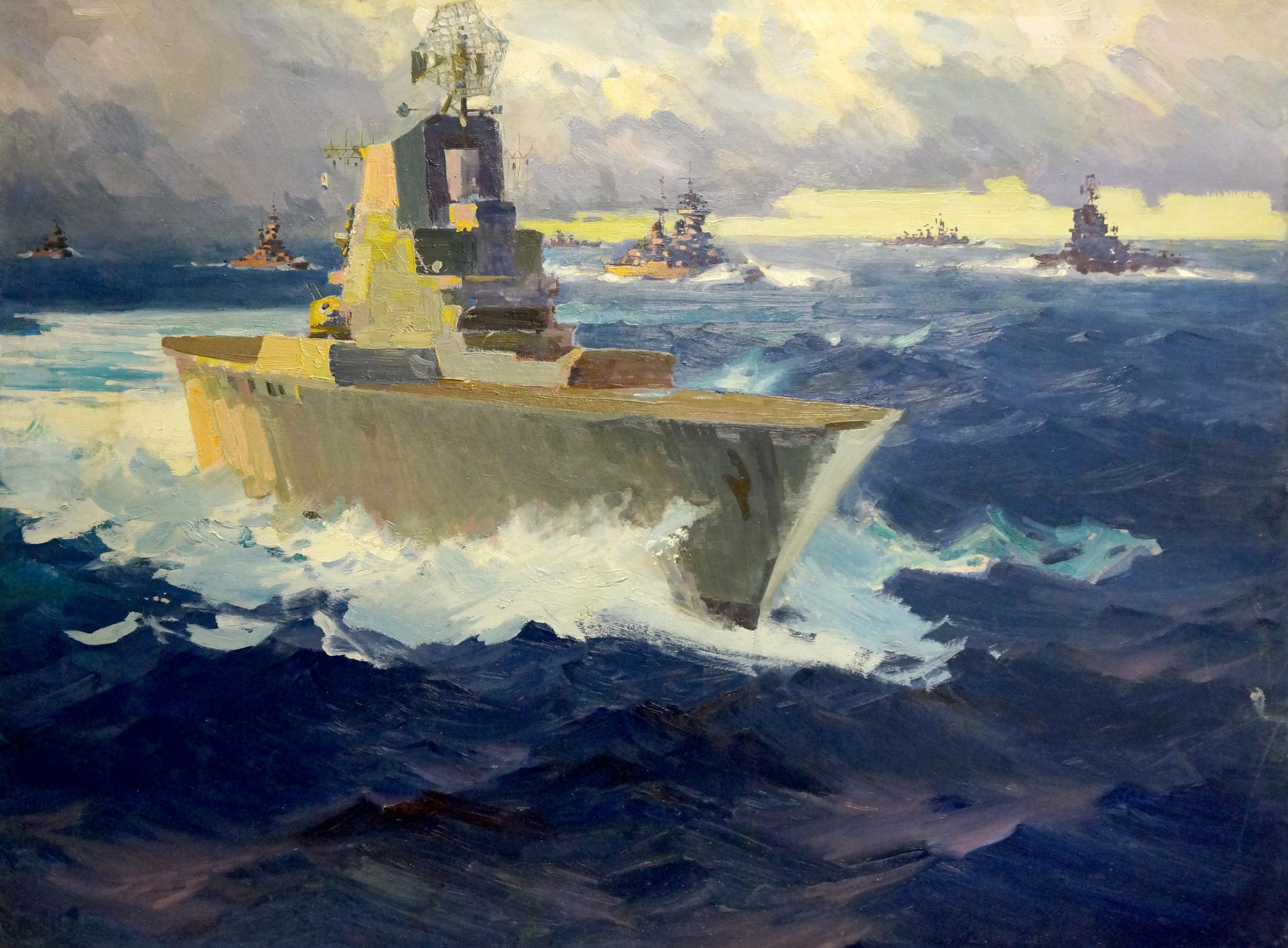 Oil painting Warships Filippov Konstantin Fedotovich