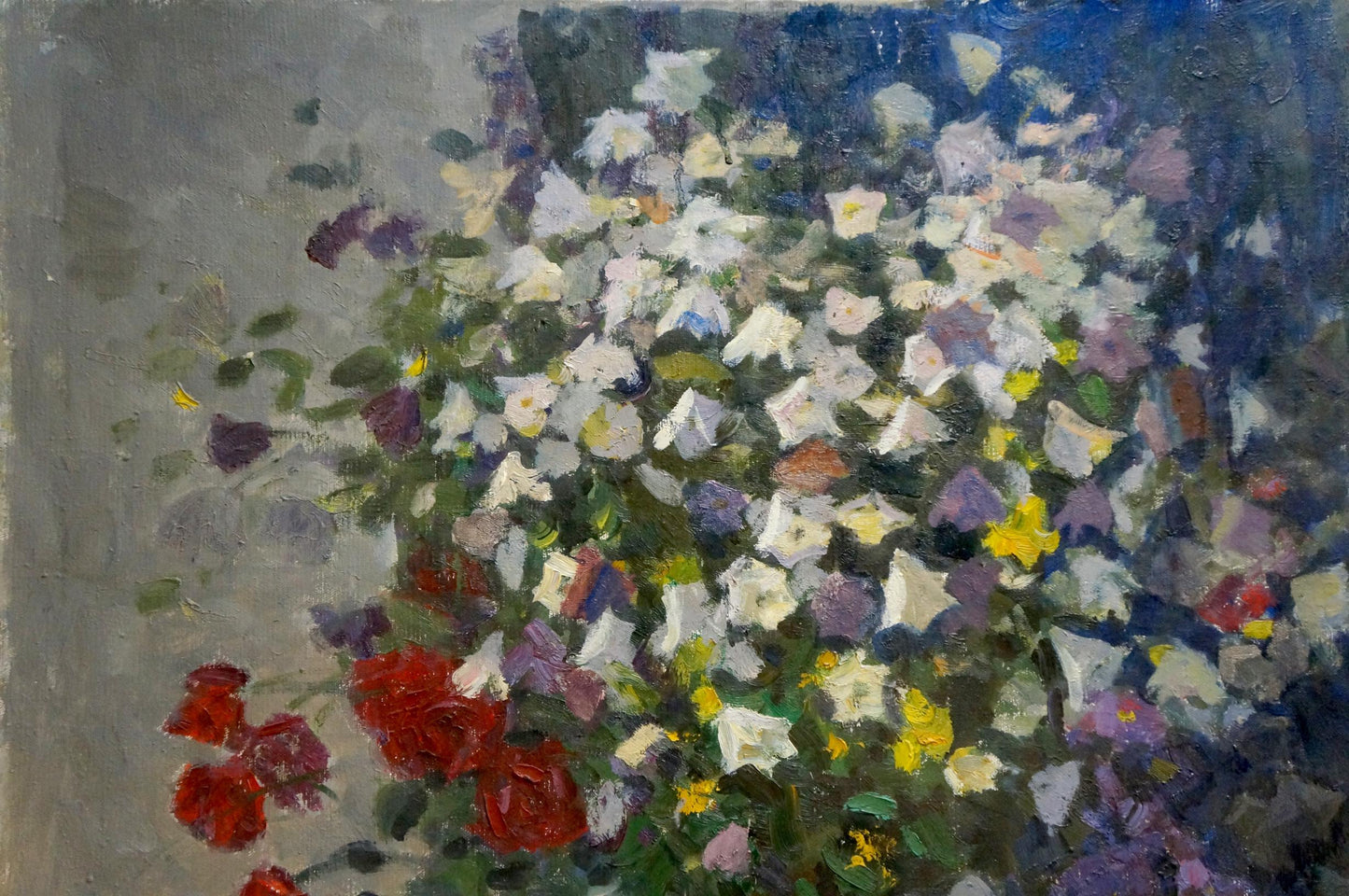 Oil painting Set table with flowers Stepan Golub