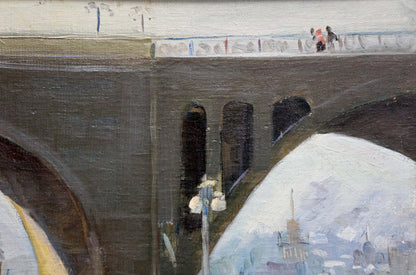 Oil painting showcasing "New Bridge" by Elena Alexandrovna Kerimova
