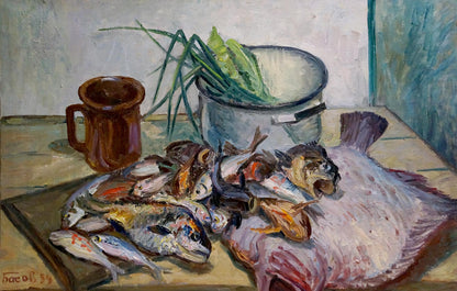 Oil painting Fishes Basov Yakov Alexandrovich