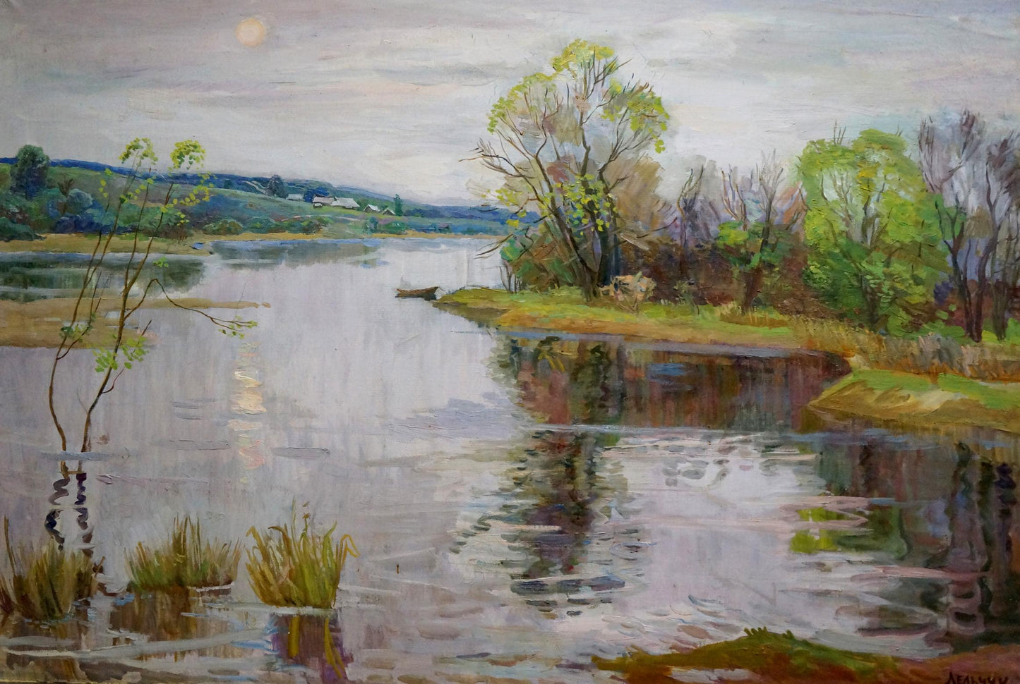 Oil painting River landscape Lelchuk Marina Grigoryevna
