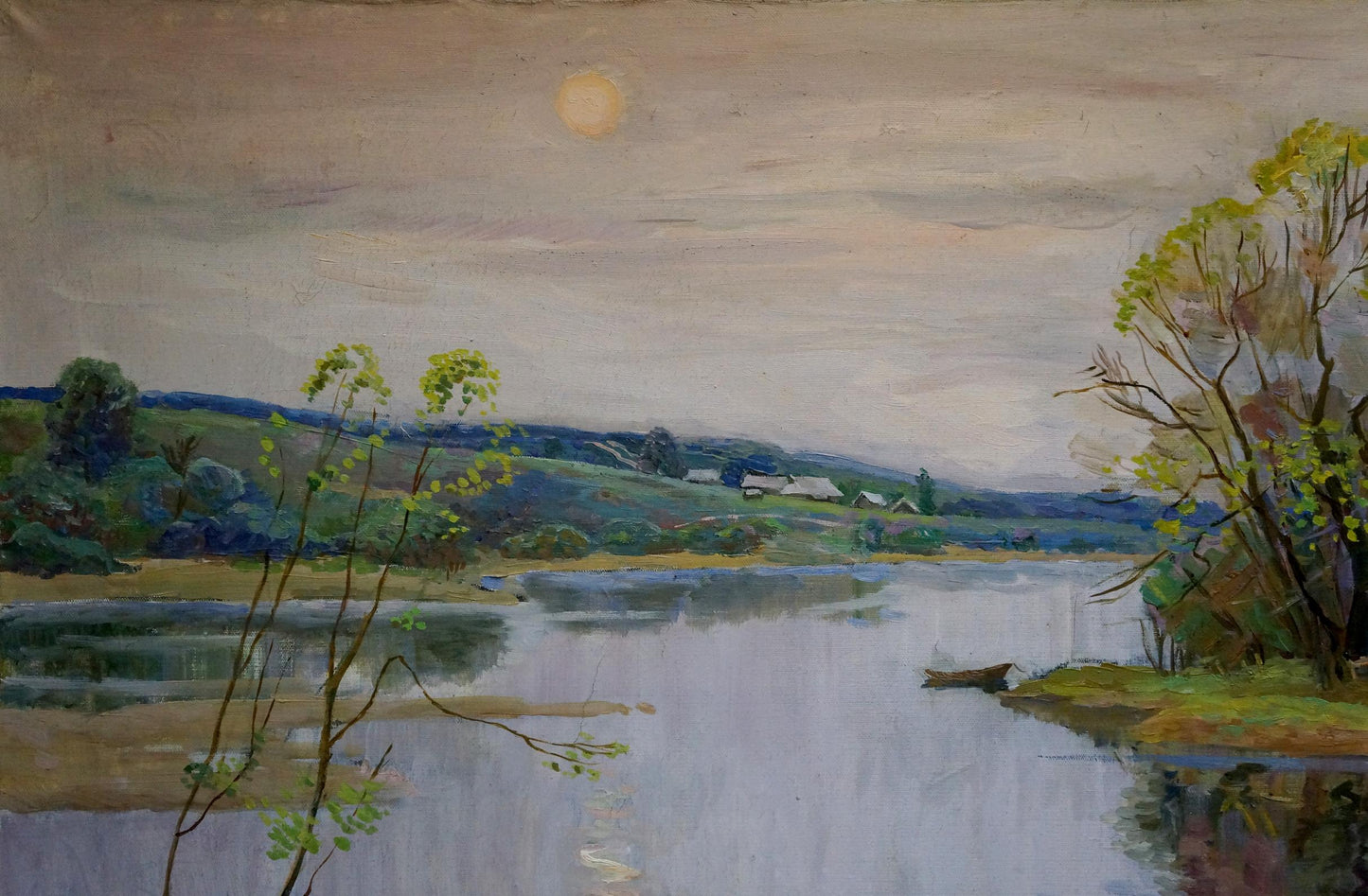 Oil painting River landscape Lelchuk Marina Grigoryevna