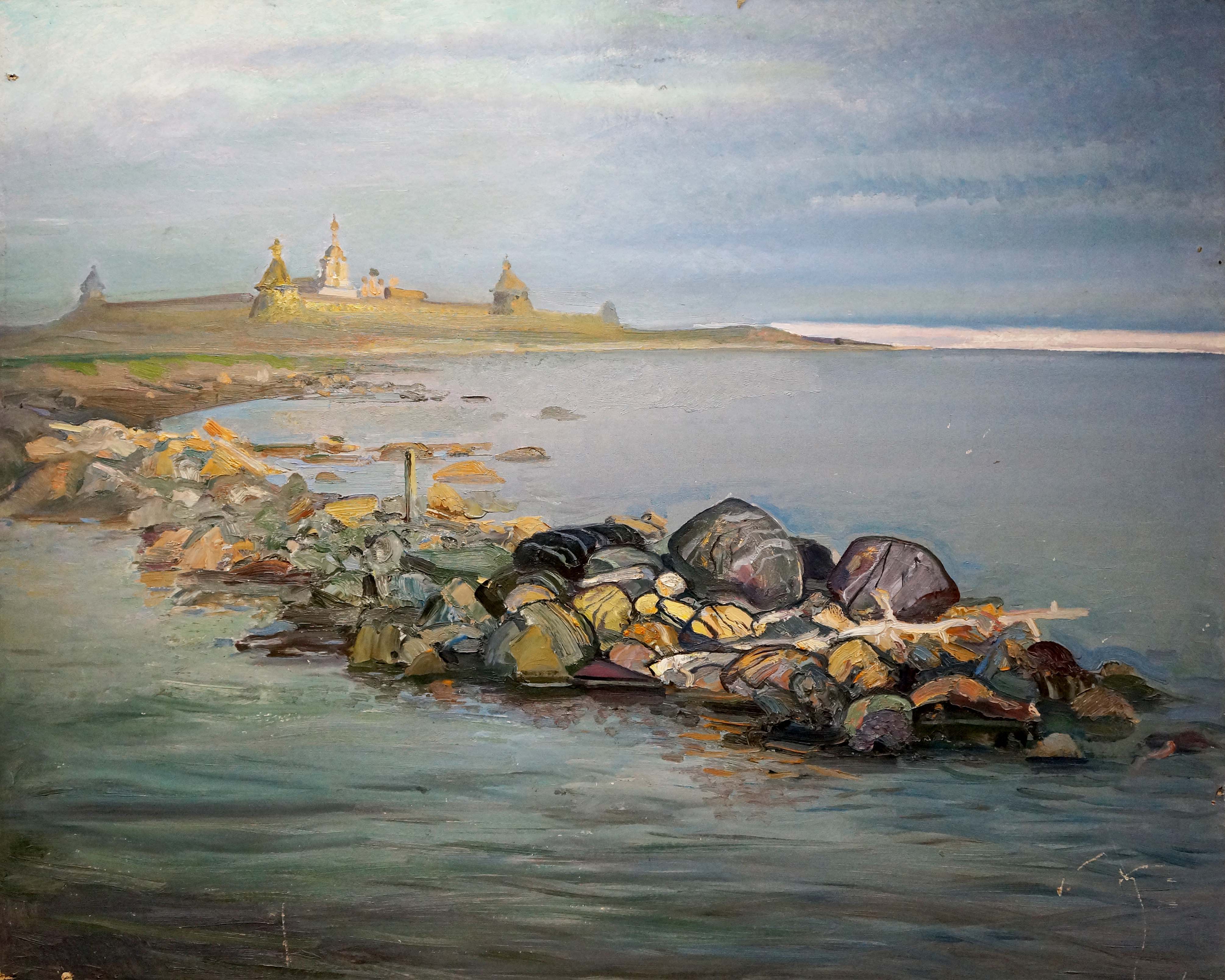 Oil painting On the shore Unknown artist