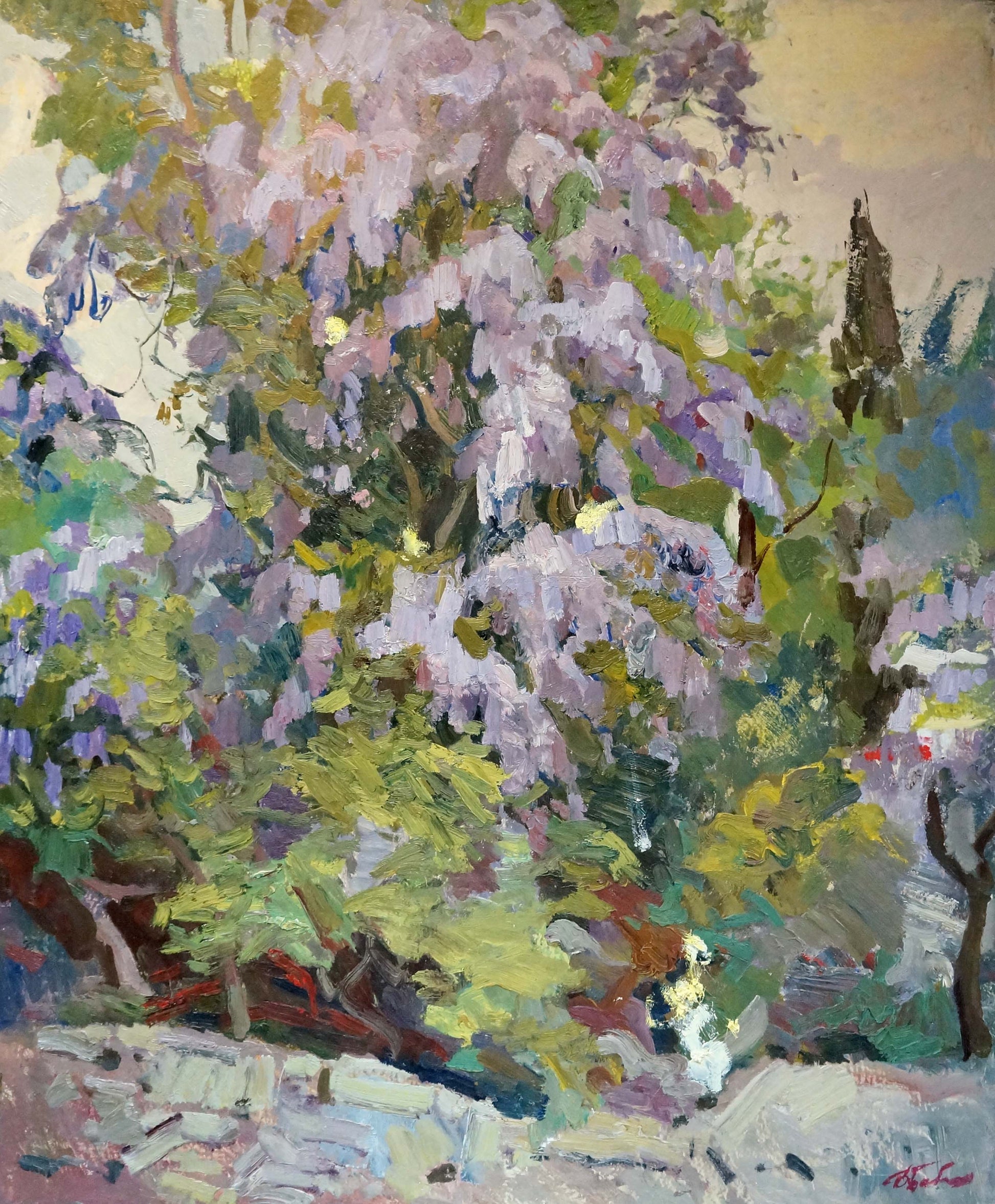 Flower Tree by Victor Vladimirovich Babentsov, an oil painting showcasing floral splendor.
