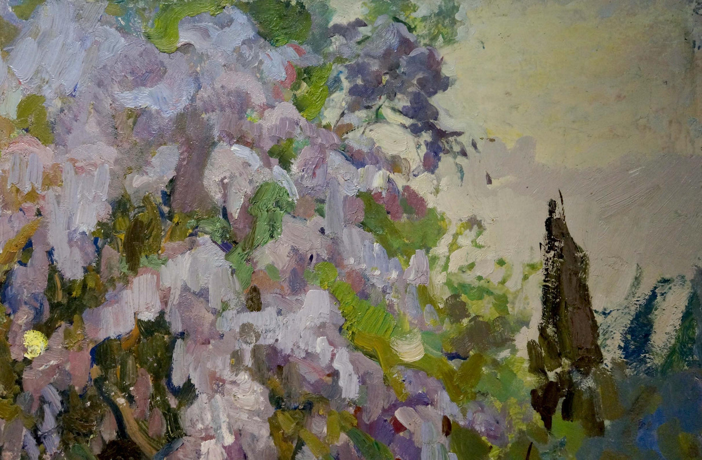 Babentsov's oil artwork, "Flower Tree," illustrating the allure of blossoming blooms.