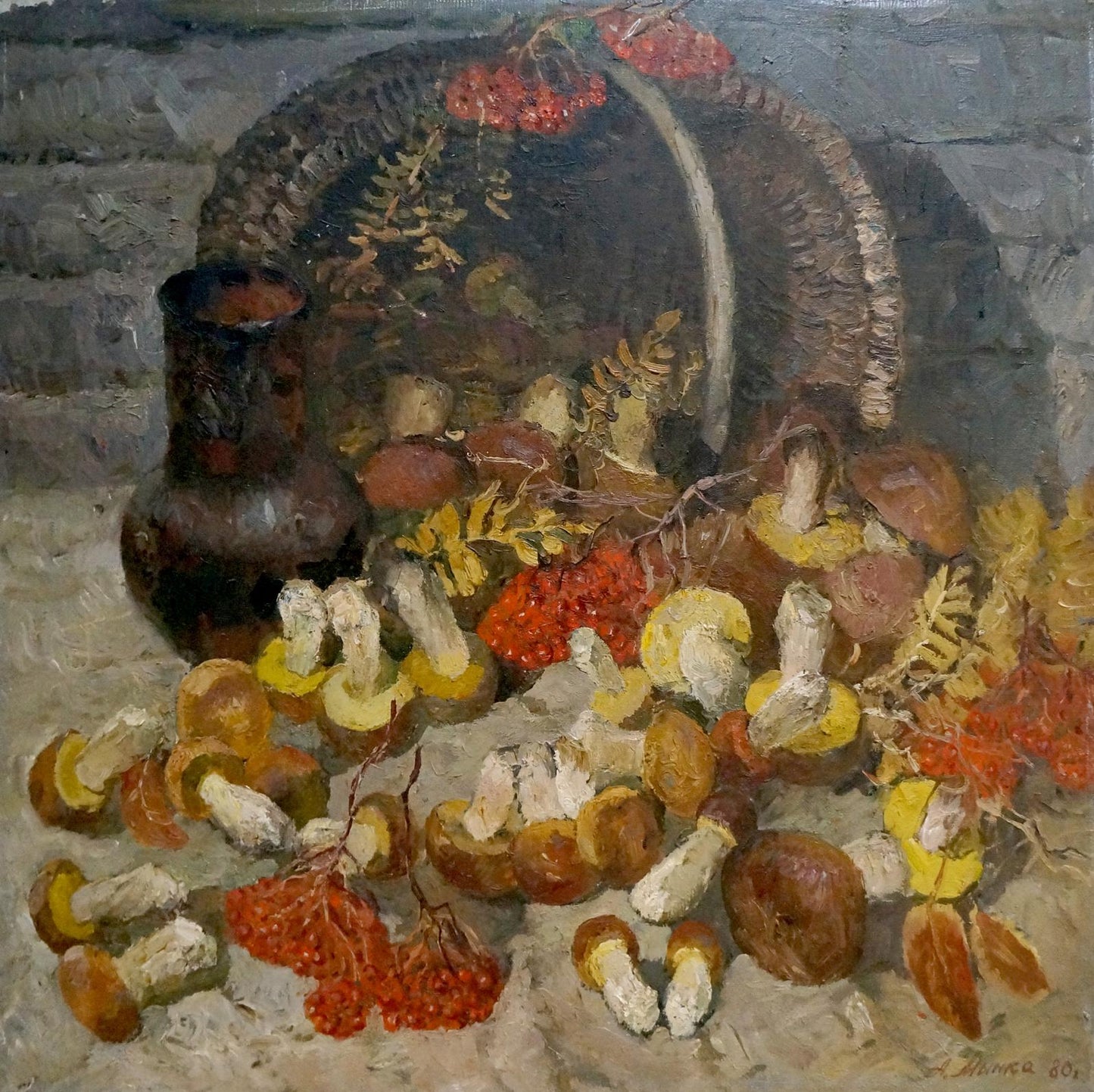 Oil painting Mushroom still life Mynka Alexander Fedorovich