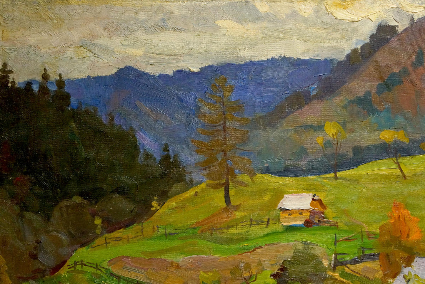 Oil painting Mountain village Shutev Ivan Mikhailovich