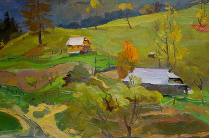Oil painting Mountain village Shutev Ivan Mikhailovich