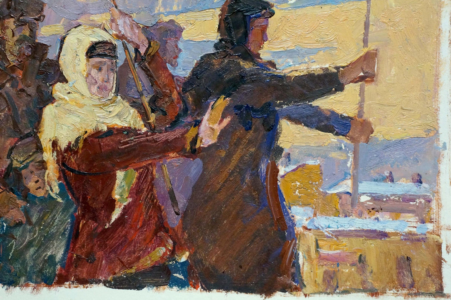 Oil painting People before the leader's speech Konstantin Pokulity