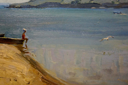 Oil painting Girl on the shore Petrov Georgy Petrovich