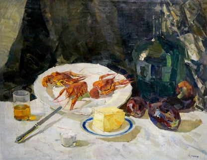 Oil painting Crayfish with beer Kerzhner Alexander Haskelevich