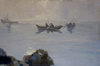 Oil painting People fishing