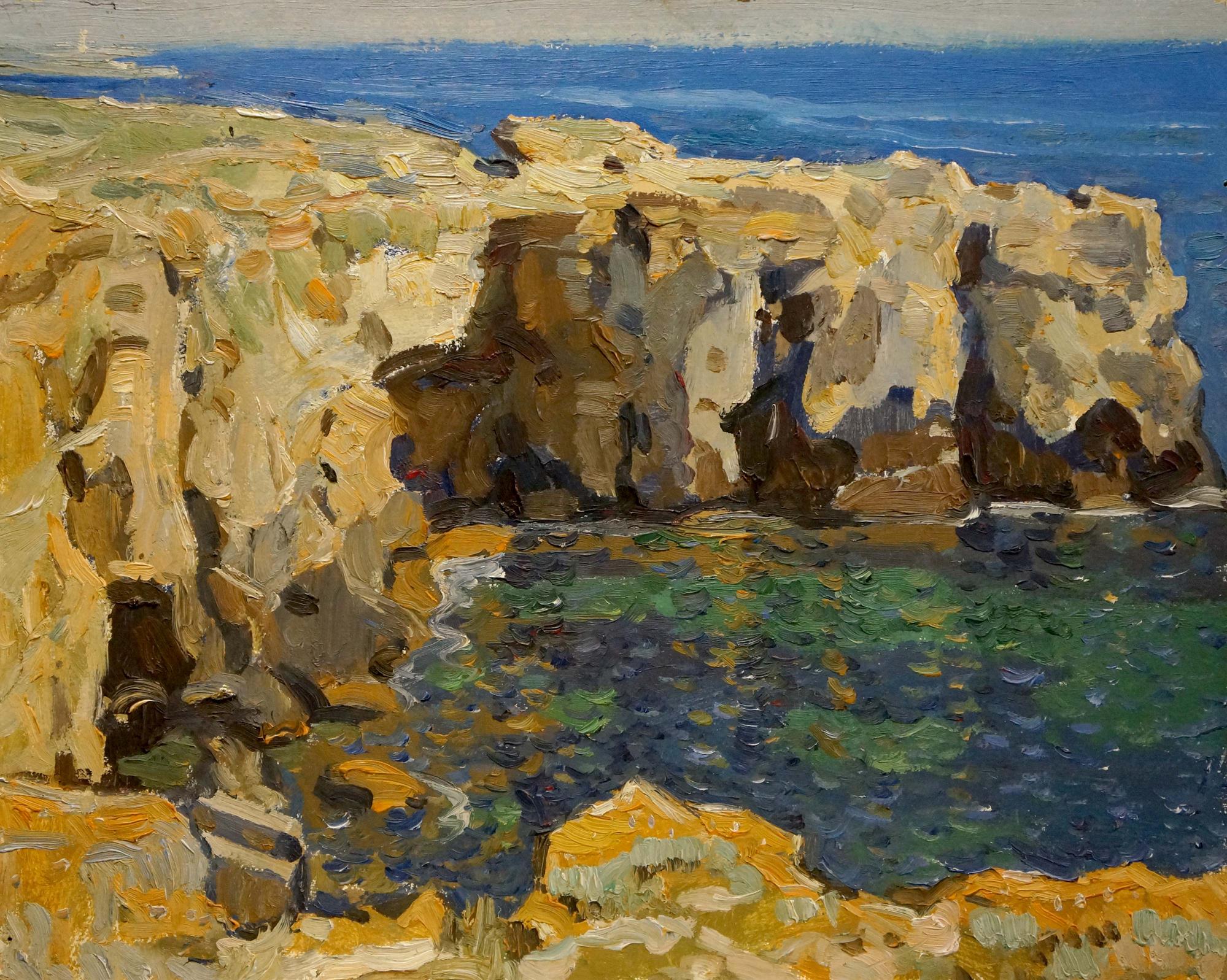 Oil painting Landscape by the cliff Konovalov Yuri Alexandrovich